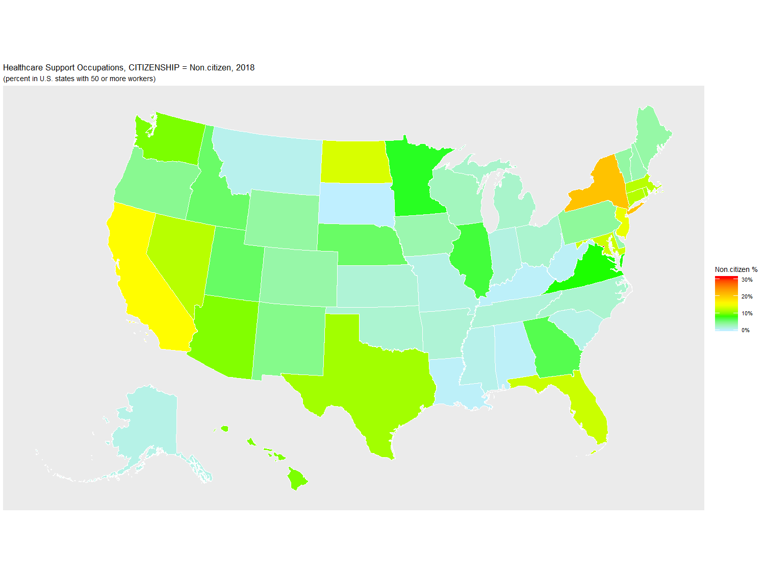 Healthcare Support Occupations by U.S. State, 2018