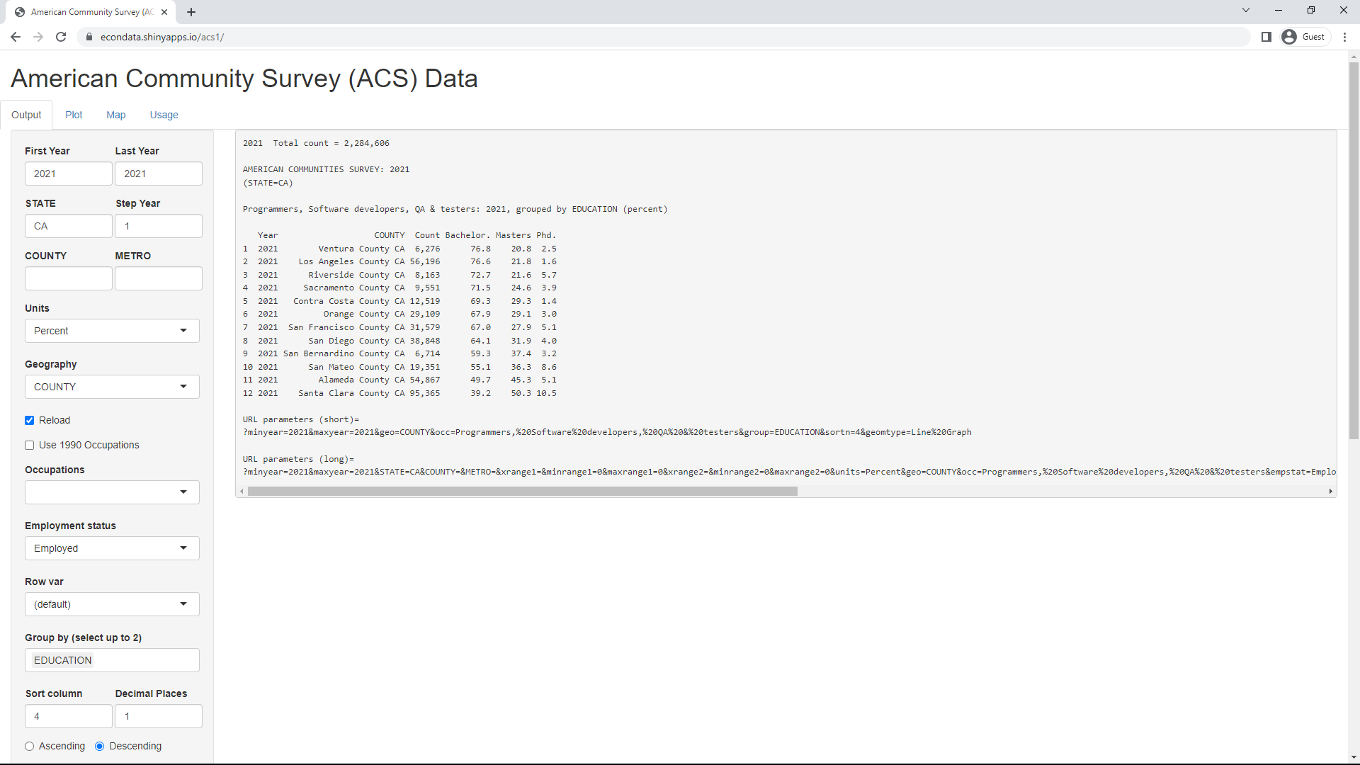 acs1 screen 1 output