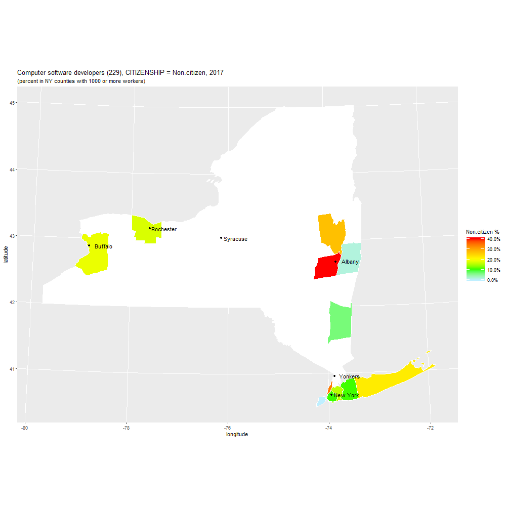 Non-citizen Software Developers in New York, 2017