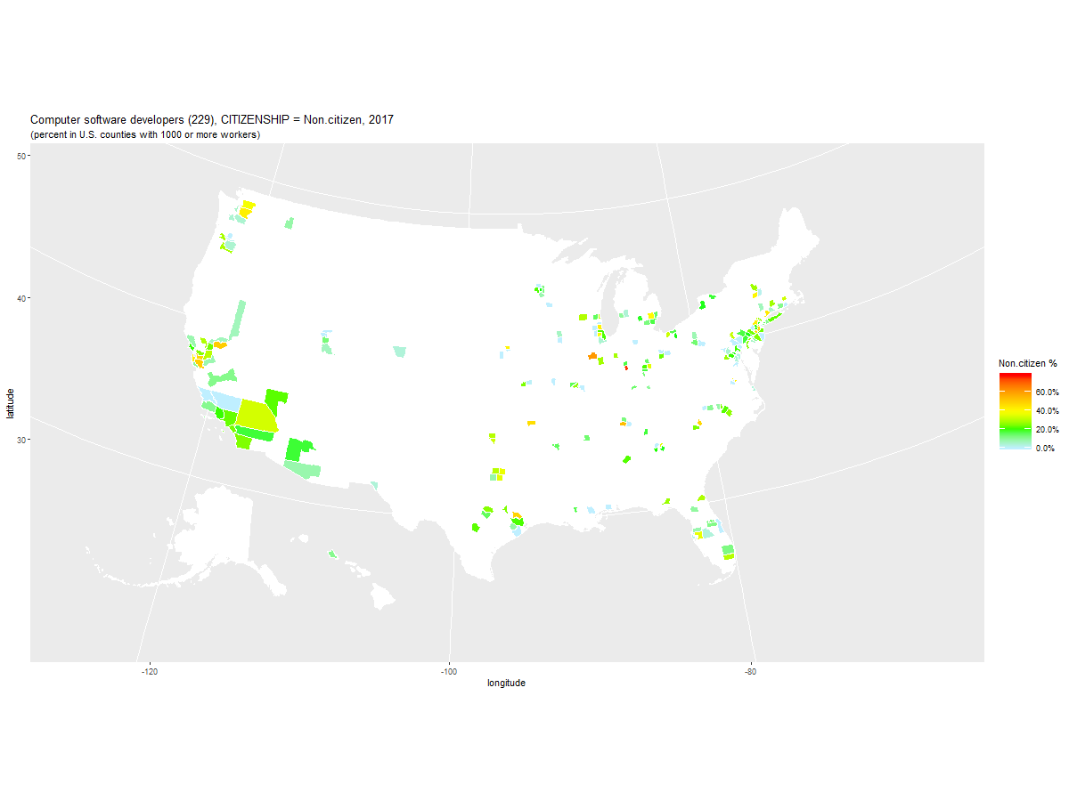 Non-citizen Software Developers in the United States, 2017