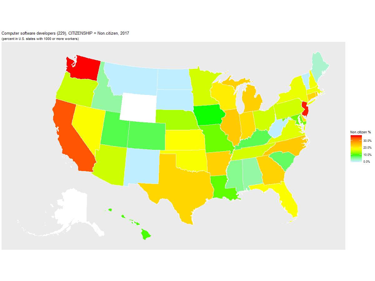 Non-citizen Software Developers in the United States, 2017