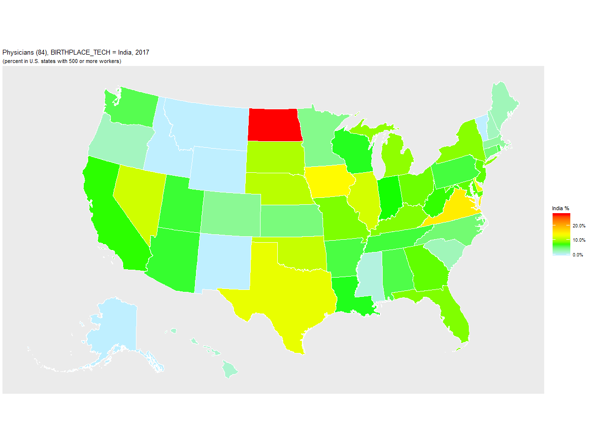 Percent of India-born Physicians in U.S.